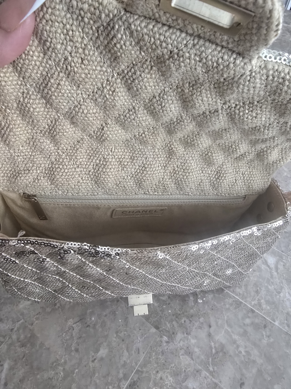 CHANEL 2.55 Gold Sequined Quilted Flap Bag - Picture 8 of 8